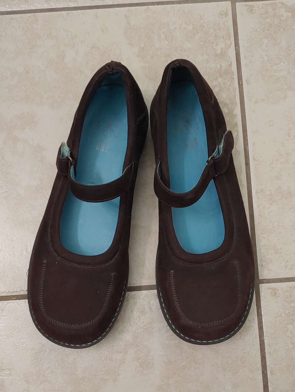 Vintage Y2K Gap Mary Jane Shoes Brown Leather Chunky Platform Women's Size 9